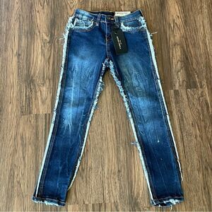 NWT FWRD Boys Blue Distressed Raw Hem  Skinny Jeans Style #: R-330111K Size 8